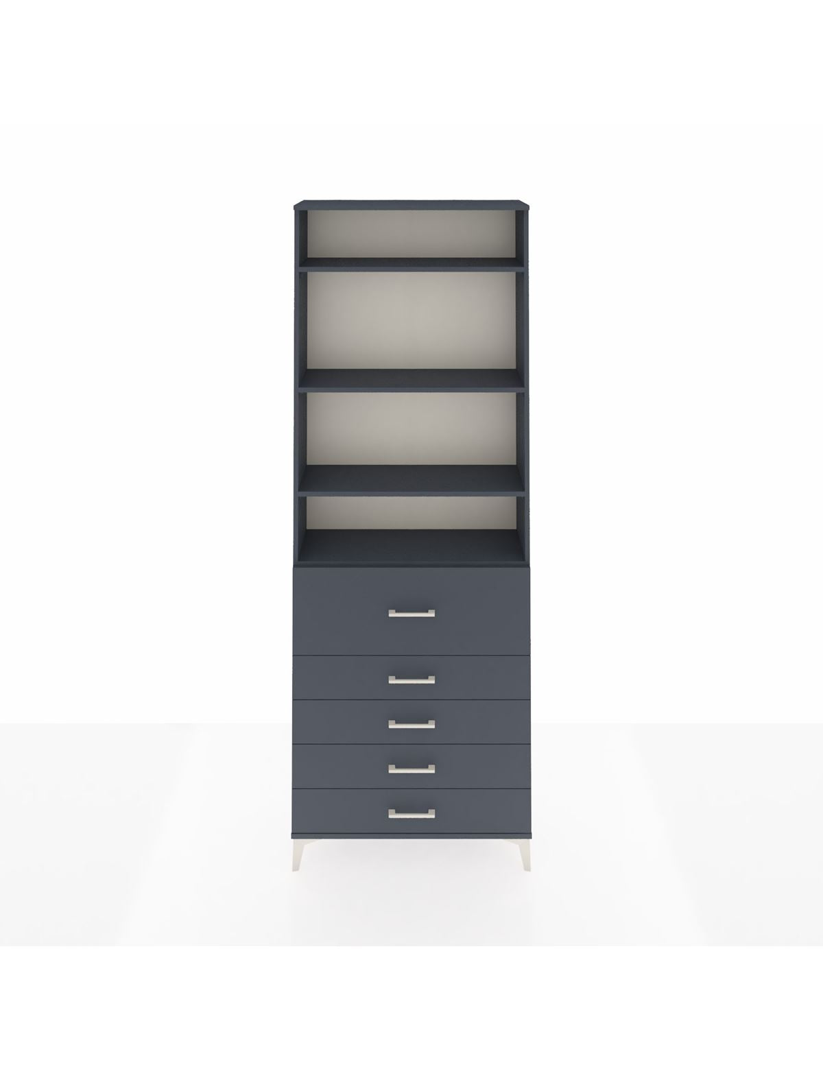 Arges Dolap 4 Raflı 5 Çekmeceli 88x30x243 Antrasit-Antrasit