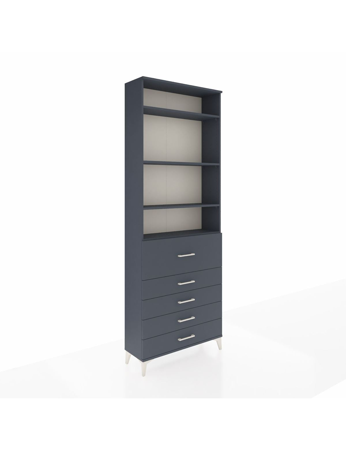 Arges Dolap 4 Raflı 5 Çekmeceli 88x30x243 Antrasit-Antrasit