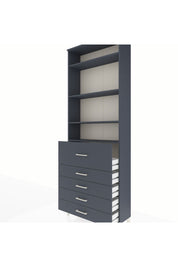 Arges Dolap 4 Raflı 5 Çekmeceli 88x30x243 Antrasit-Antrasit