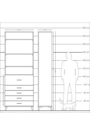 Arges Dolap 4 Raflı 5 Çekmeceli 88x30x243 Antrasit-Antrasit