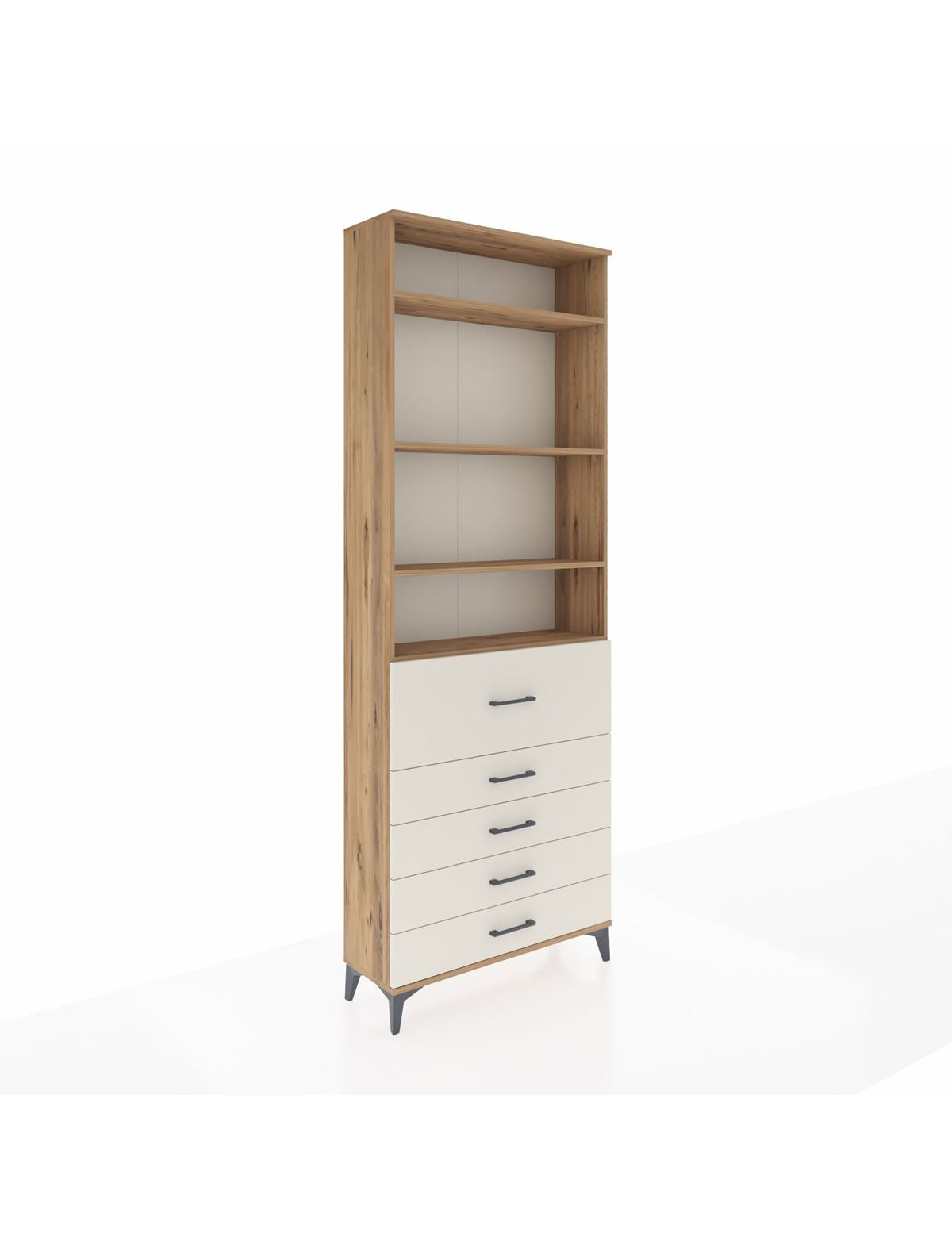 Arges Dolap 4 Raflı 5 Çekmeceli 88x30x243 Çam-Aytaşı