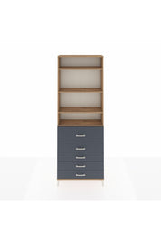 Arges Dolap 4 Raflı 5 Çekmeceli 88x30x243 Çam-Antrasit