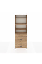 Arges Dolap 4 Raflı 5 Çekmeceli 88x30x243 Çam-Çam