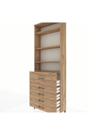 Arges Dolap 4 Raflı 5 Çekmeceli 88x30x243 Çam-Çam