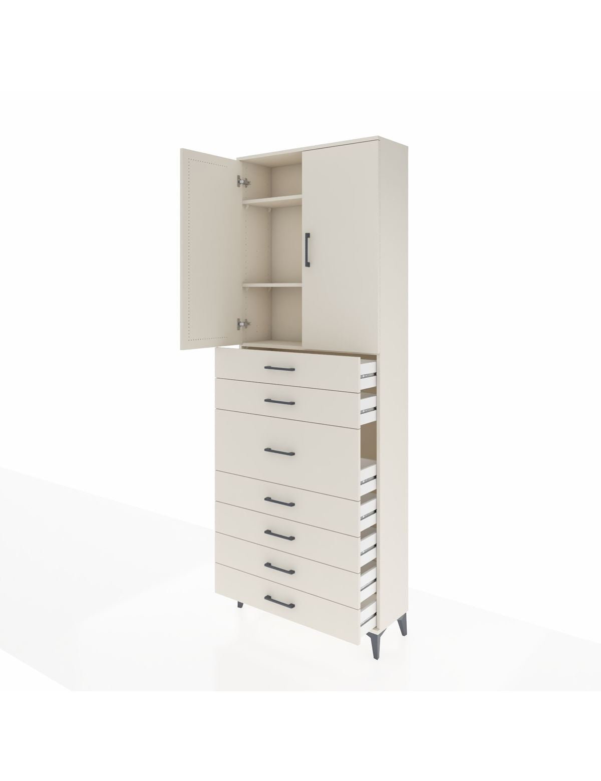 Arges Dolap 3 Raflı 7 Çekmeceli 2 Kapaklı 88x30x243 - S33M107V1A