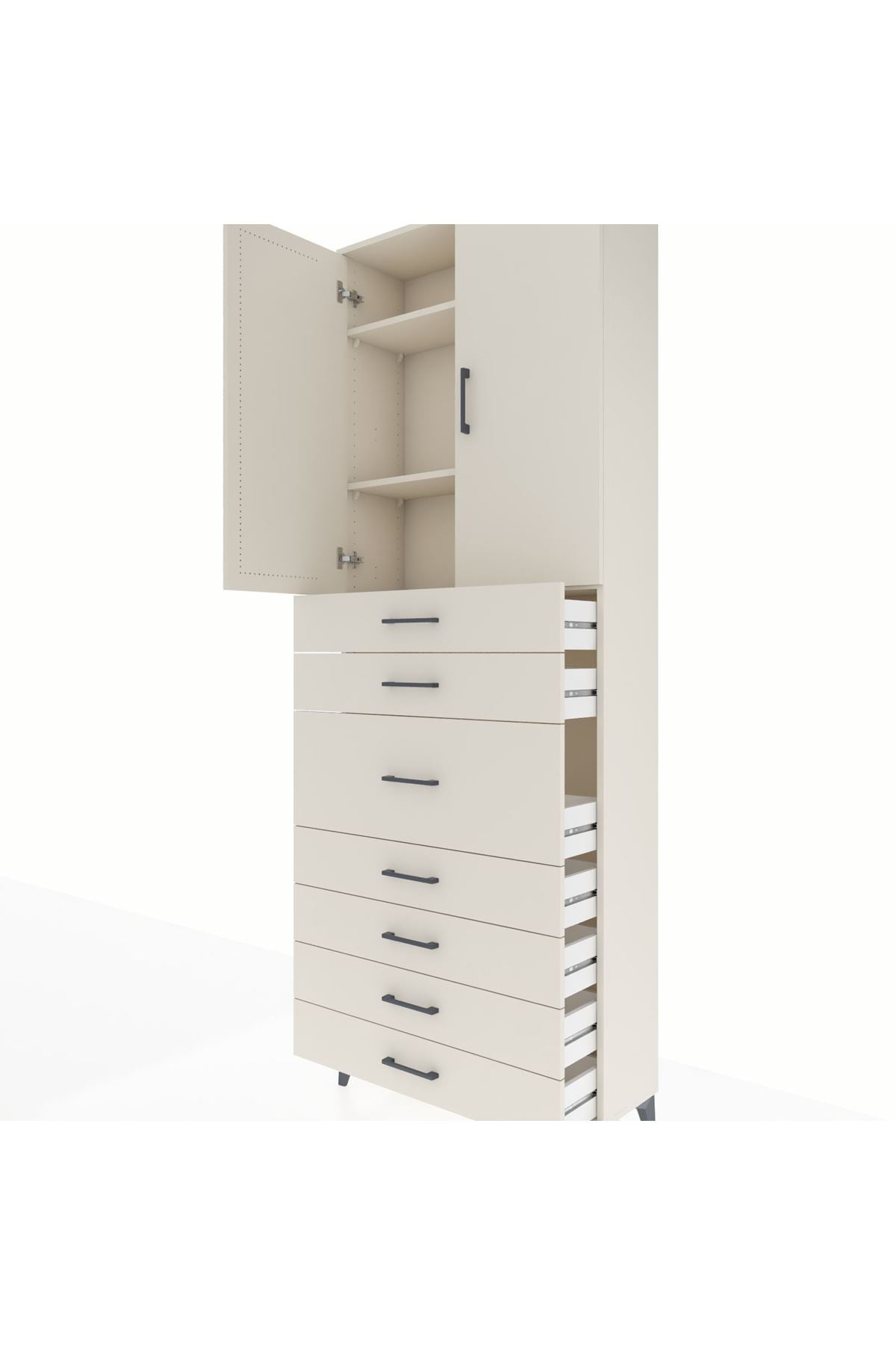 Arges Dolap 3 Raflı 7 Çekmeceli 2 Kapaklı 88x30x243 Aytaşı-Aytaşı