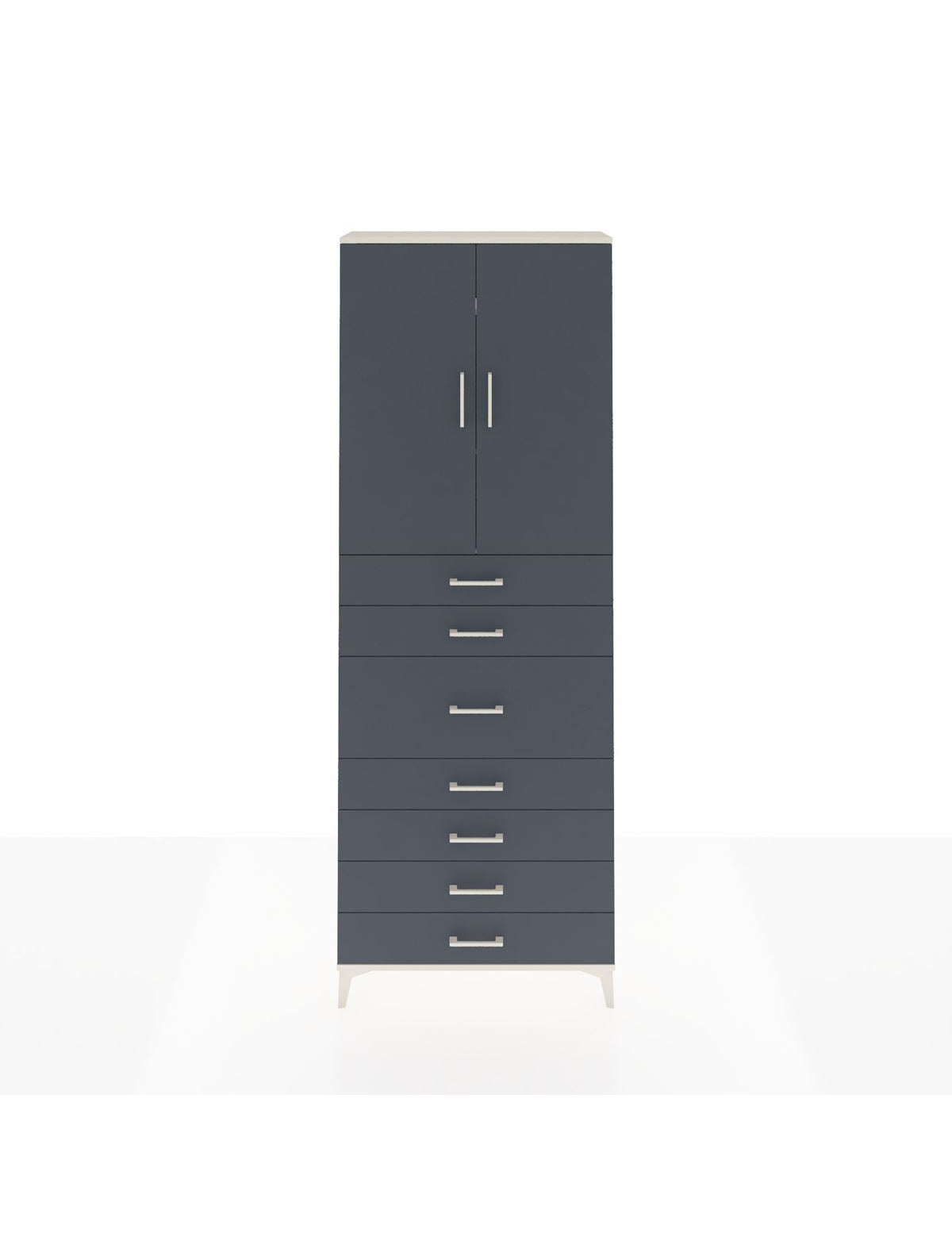 Arges Dolap 3 Raflı 7 Çekmeceli 2 Kapaklı 88x30x243 Aytaşı-Antrasit