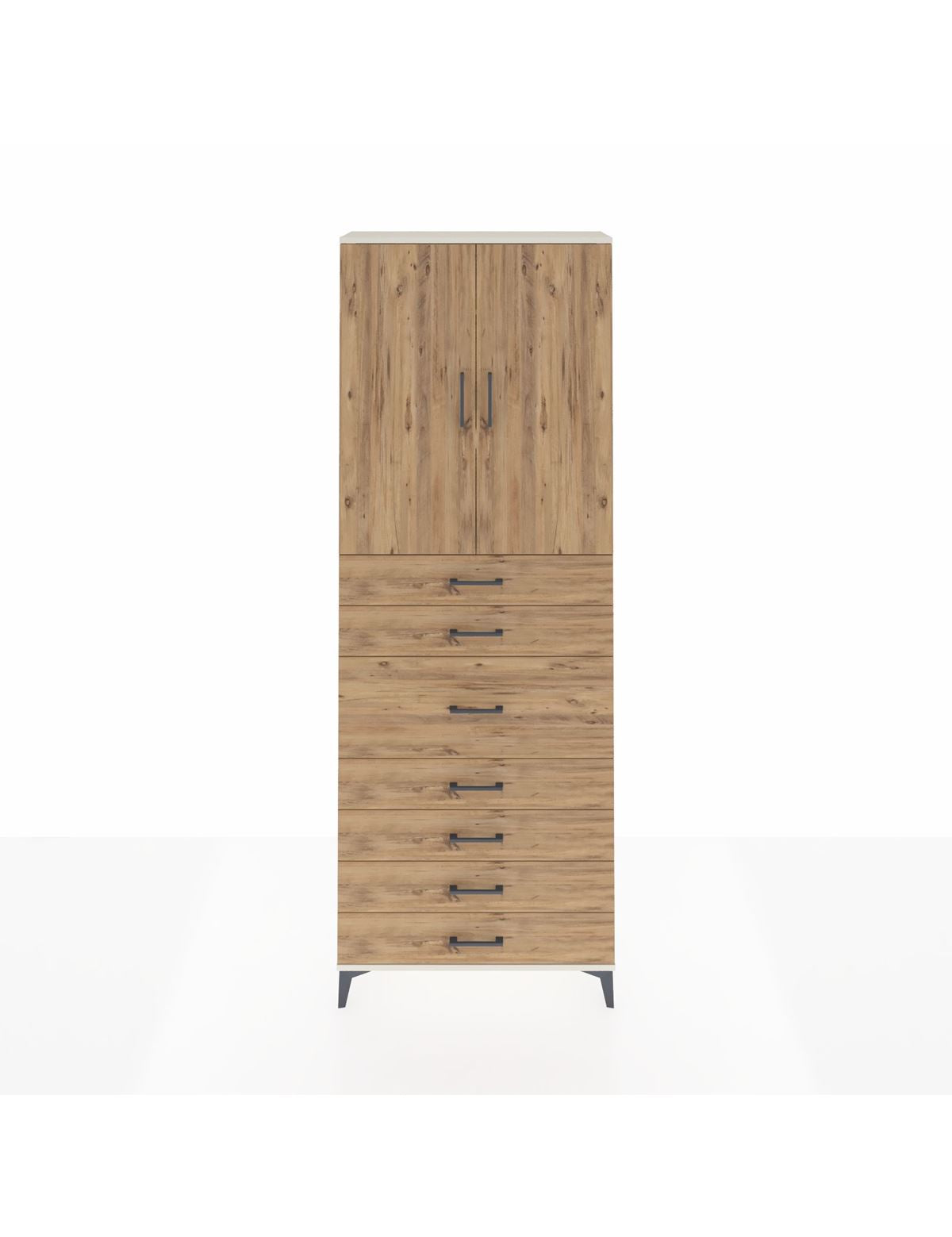 Arges Dolap 3 Raflı 7 Çekmeceli 2 Kapaklı 88x30x243 Aytaşı-Çam