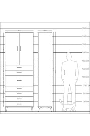 Arges Dolap 3 Raflı 7 Çekmeceli 2 Kapaklı 88x30x243 Aytaşı-Antrasit