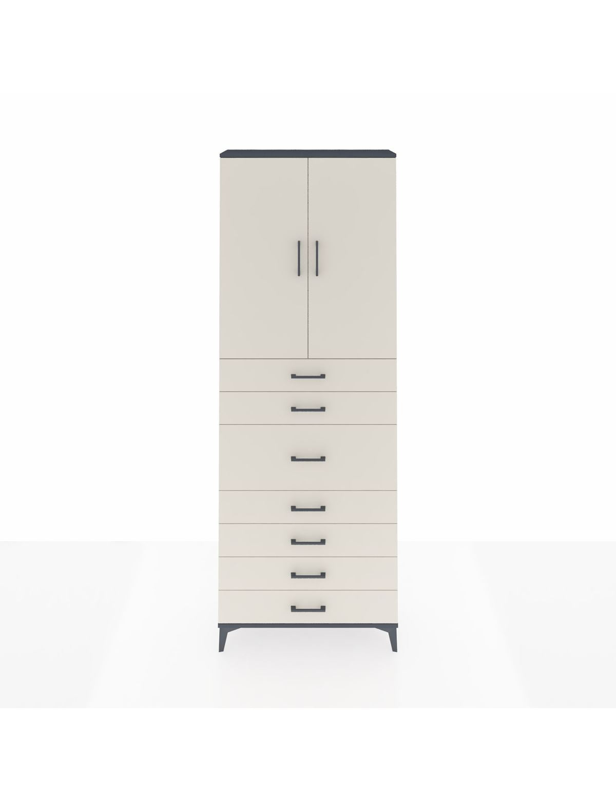 Arges Dolap 3 Raflı 7 Çekmeceli 2 Kapaklı 88x30x243 Antrasit-Aytaşı