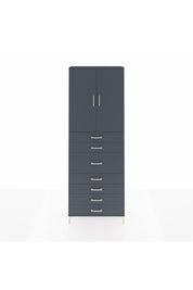 Arges Dolap 3 Raflı 7 Çekmeceli 2 Kapaklı 88x30x243 Antrasit-Antrasit