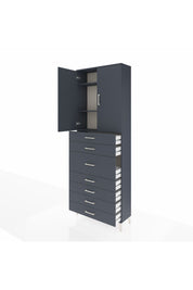 Arges Dolap 3 Raflı 7 Çekmeceli 2 Kapaklı 88x30x243 Antrasit-Antrasit