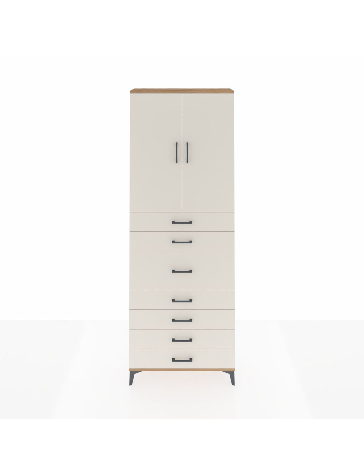 Arges Dolap 3 Raflı 7 Çekmeceli 2 Kapaklı 88x30x243 Çam-Aytaşı