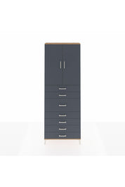 Arges Dolap 3 Raflı 7 Çekmeceli 2 Kapaklı 88x30x243 Çam-Antrasit