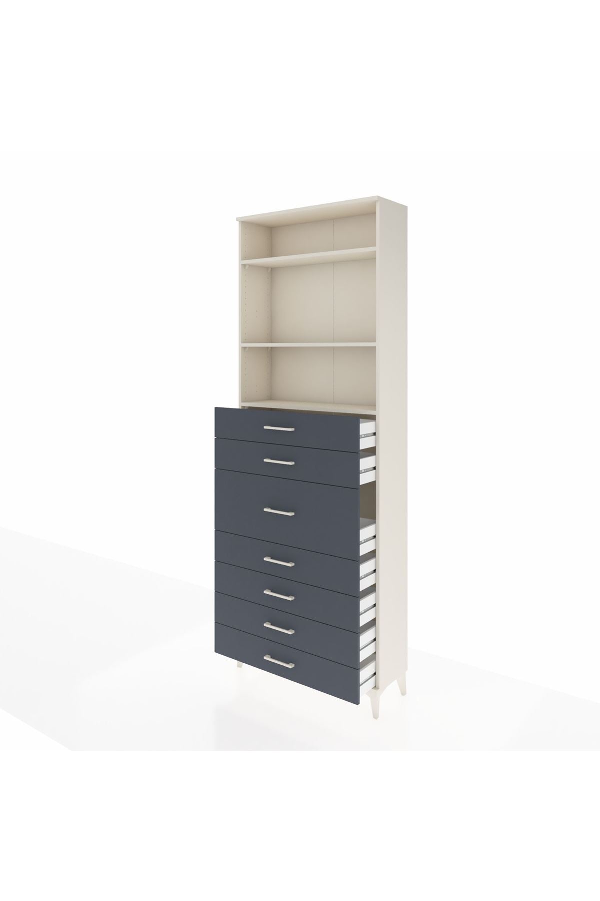 Arges Dolap 3 Raflı 7 Çekmeceli 88x30x243 Aytaşı-Antrasit