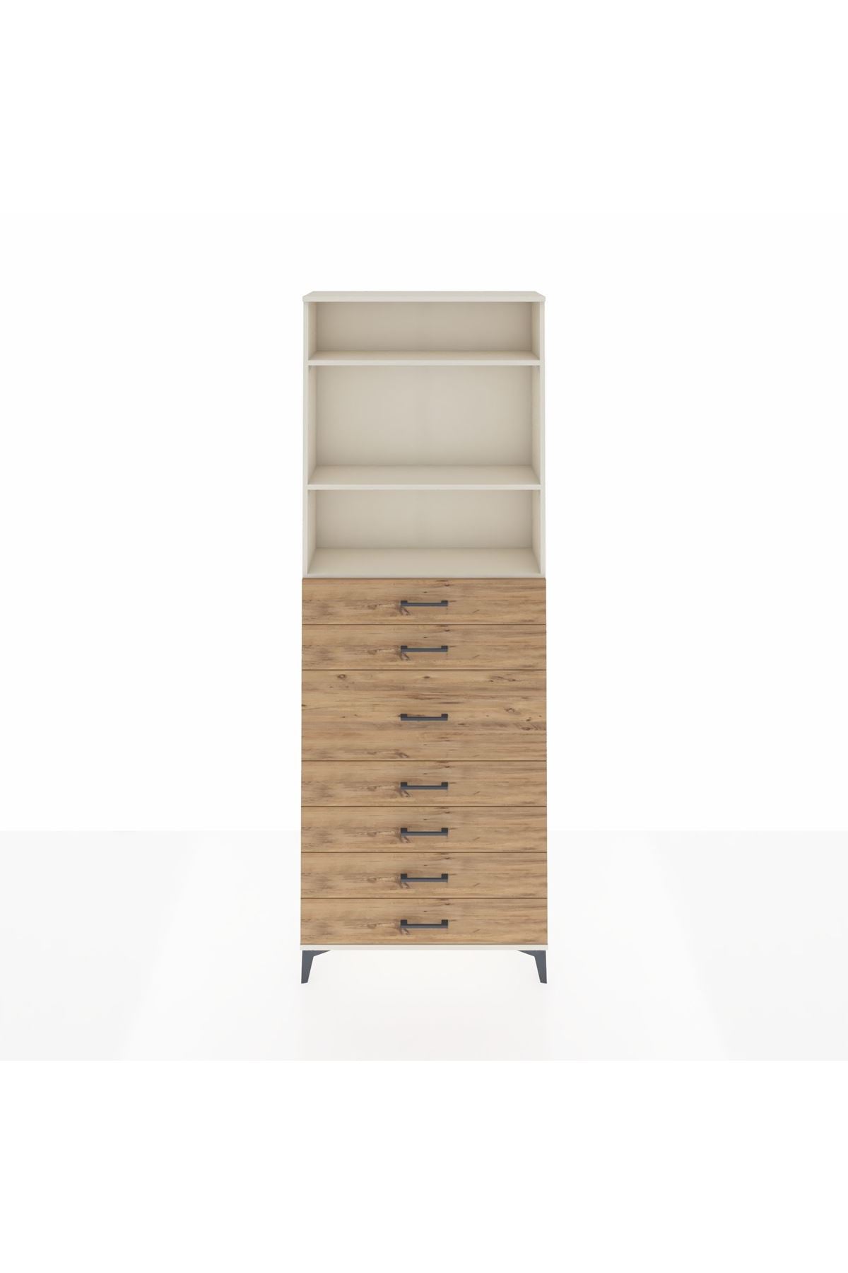 Arges Dolap 3 Raflı 7 Çekmeceli 88x30x243 Aytaşı-Çam