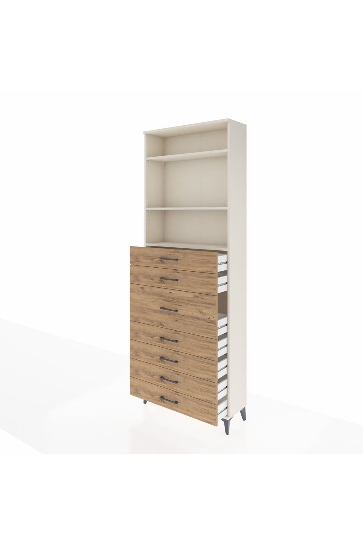 Arges Dolap 3 Raflı 7 Çekmeceli 88x30x243 Aytaşı-Çam