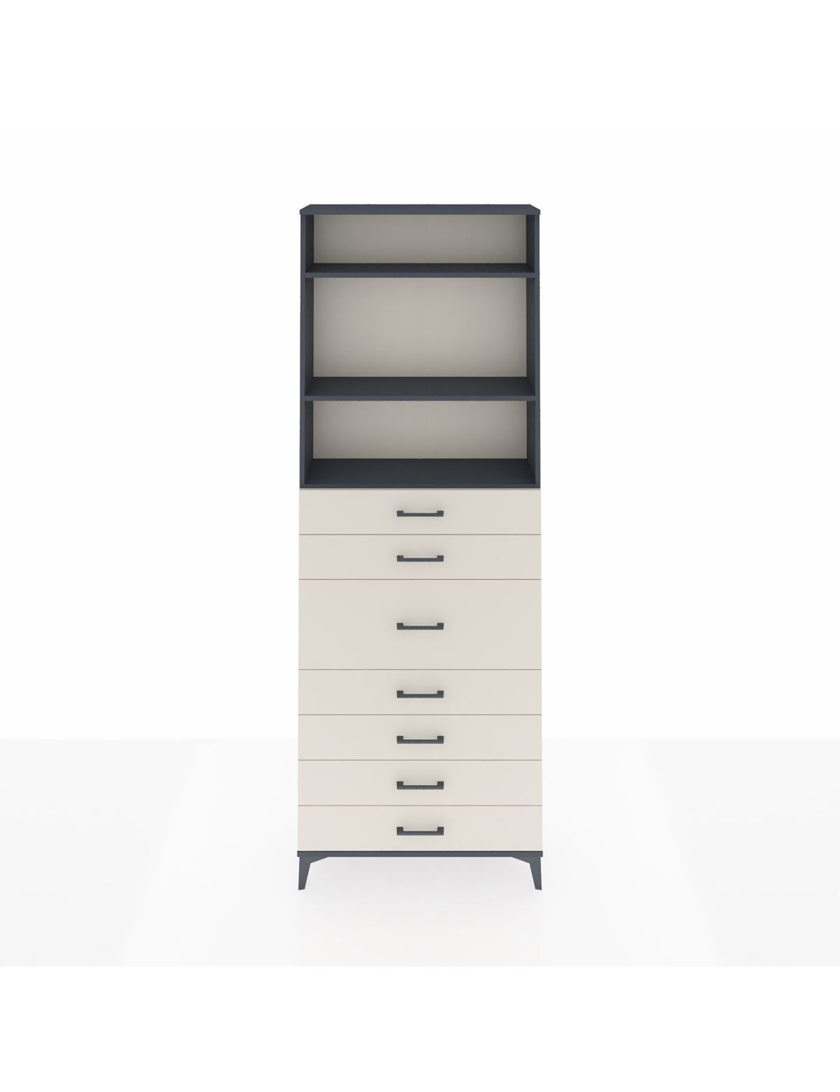 Arges Dolap 3 Raflı 7 Çekmeceli 88x30x243 Antrasit-Aytaşı