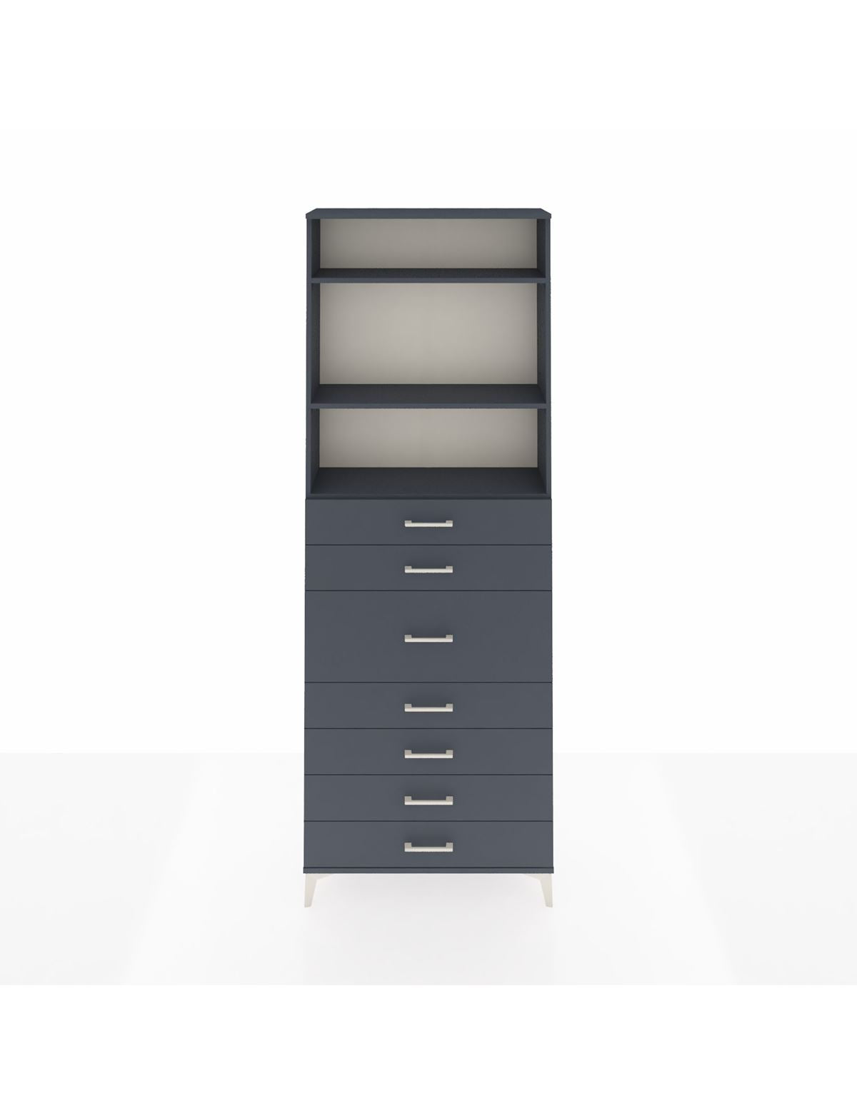 Arges Dolap 3 Raflı 7 Çekmeceli 88x30x243 Antrasit-Antrasit