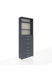 Arges Dolap 3 Raflı 7 Çekmeceli 88x30x243 Antrasit-Antrasit