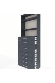 Arges Dolap 3 Raflı 7 Çekmeceli 88x30x243 Antrasit-Antrasit