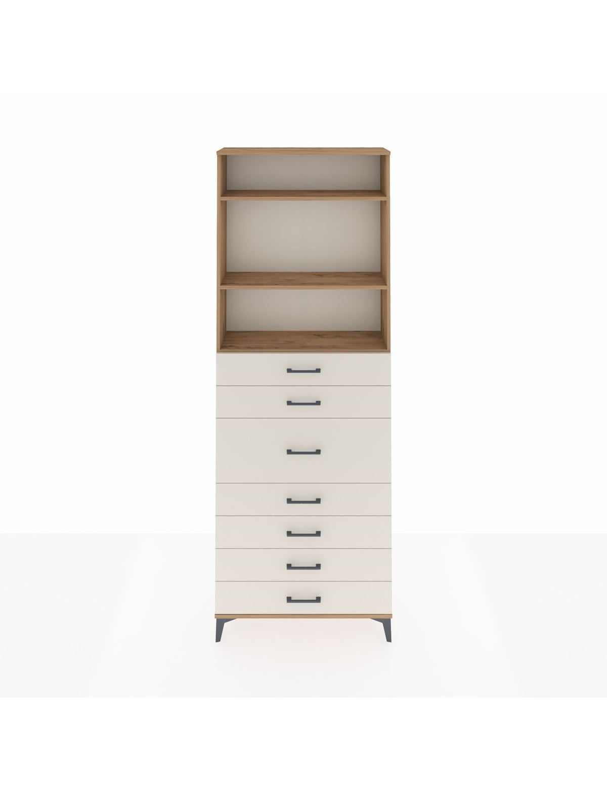 Arges Dolap 3 Raflı 7 Çekmeceli 88x30x243 Çam-Aytaşı