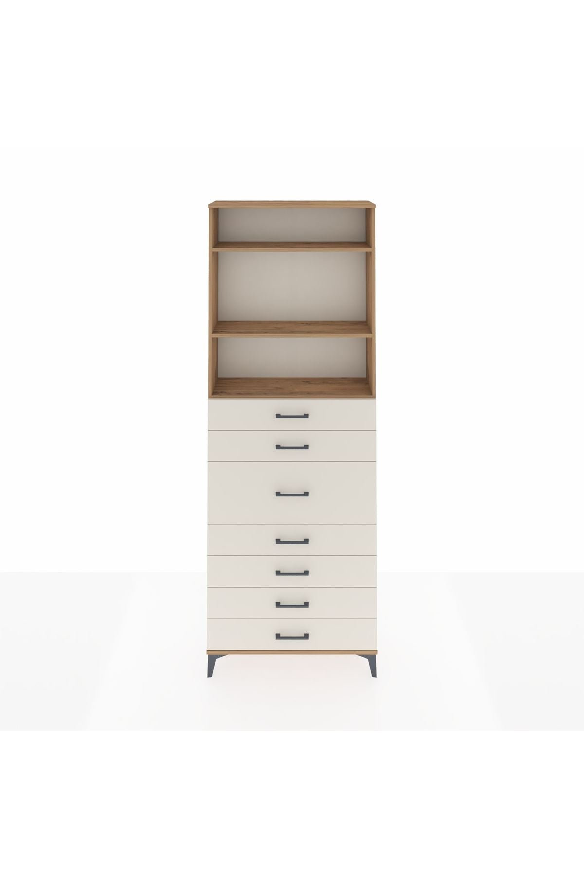 Arges Dolap 3 Raflı 7 Çekmeceli 88x30x243 Çam-Aytaşı