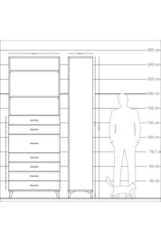 Arges Dolap 3 Raflı 7 Çekmeceli 88x30x243 Antrasit-Çam