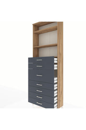 Arges Dolap 3 Raflı 7 Çekmeceli 88x30x243 Çam-Antrasit