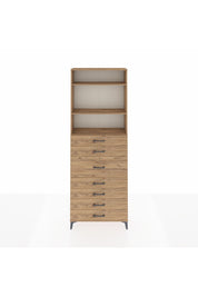 Arges Dolap 3 Raflı 7 Çekmeceli 88x30x243 Çam-Çam