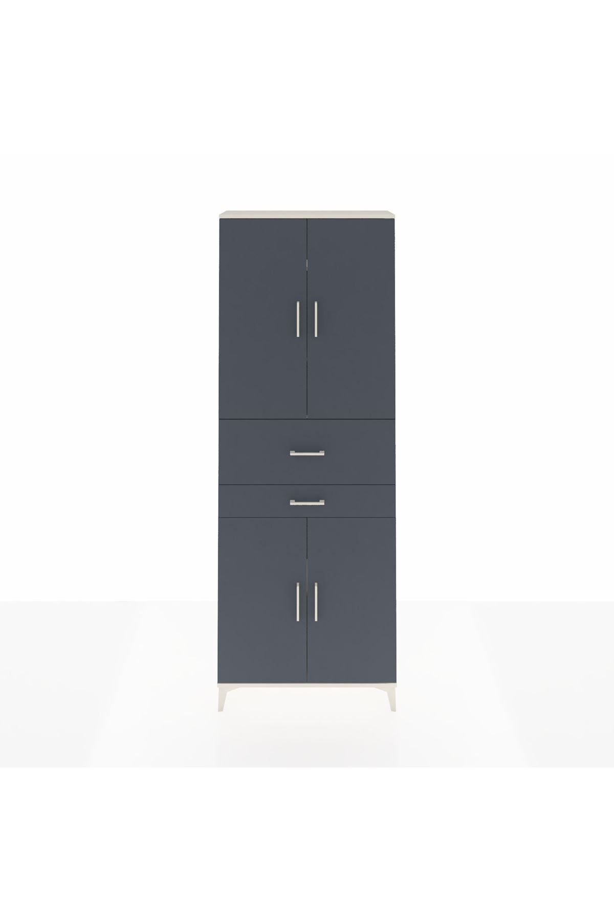 Arges Dolap 4 Raflı 2 Çekmeceli 4 Kapaklı 88x30x243 Aytaşı-Antrasit