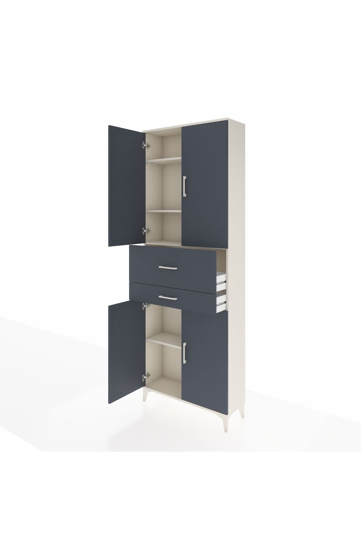 Arges Dolap 4 Raflı 2 Çekmeceli 4 Kapaklı 88x30x243 Aytaşı-Antrasit