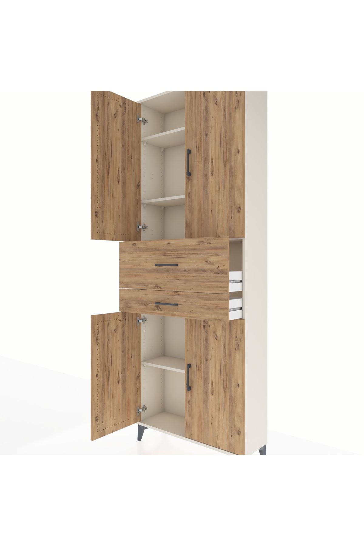 Arges Dolap 4 Raflı 2 Çekmeceli 4 Kapaklı 88x30x243 Aytaşı-Çam