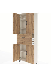 Arges Dolap 4 Raflı 2 Çekmeceli 4 Kapaklı 88x30x243 Aytaşı-Çam