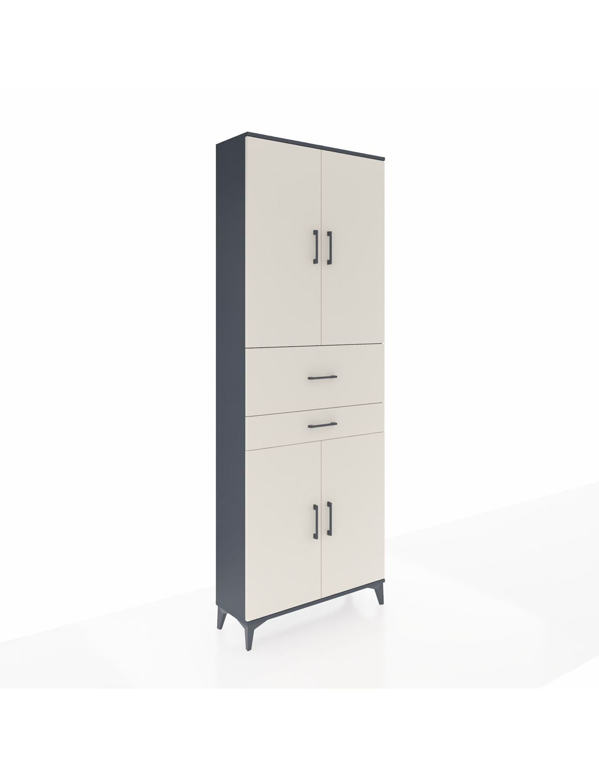 Arges Dolap 4 Raflı 2 Çekmeceli 4 Kapaklı 88x30x243 Antrasit-Aytaşı