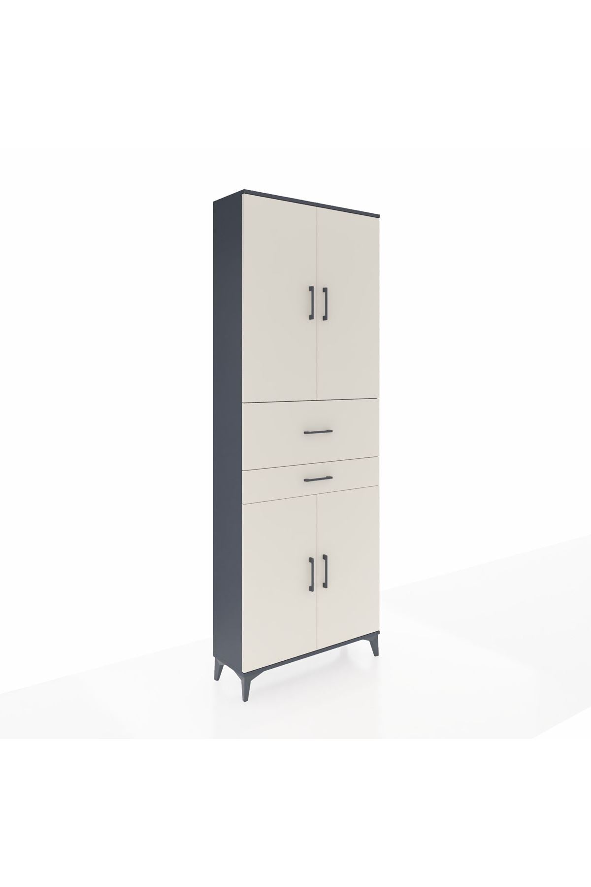 Arges Dolap 4 Raflı 2 Çekmeceli 4 Kapaklı 88x30x243 Antrasit-Aytaşı