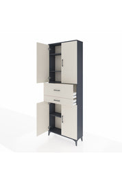 Arges Dolap 4 Raflı 2 Çekmeceli 4 Kapaklı 88x30x243 Antrasit-Aytaşı