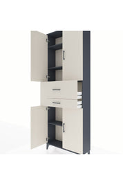 Arges Dolap 4 Raflı 2 Çekmeceli 4 Kapaklı 88x30x243 Antrasit-Aytaşı