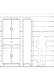 Arges Dolap 4 Raflı 2 Çekmeceli 4 Kapaklı 88x30x243 Antrasit-Aytaşı