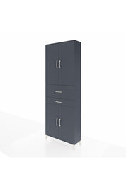 Arges Dolap 4 Raflı 2 Çekmeceli 4 Kapaklı 88x30x243 Antrasit-Antrasit