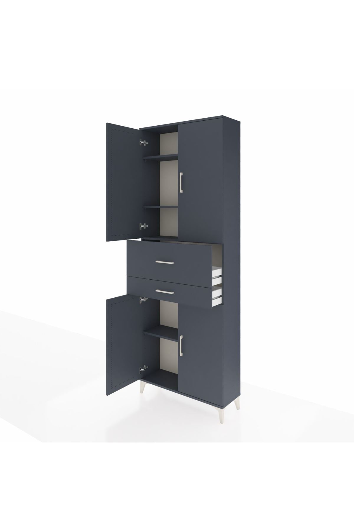 Arges Dolap 4 Raflı 2 Çekmeceli 4 Kapaklı 88x30x243 Antrasit-Antrasit