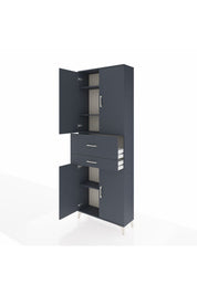 Arges Dolap 4 Raflı 2 Çekmeceli 4 Kapaklı 88x30x243 Antrasit-Antrasit