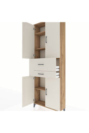 Arges Dolap 4 Raflı 2 Çekmeceli 4 Kapaklı 88x30x243 Çam-Aytaşı