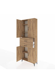 Arges Dolap 4 Raflı 2 Çekmeceli 4 Kapaklı 88x30x243 Çam-Çam