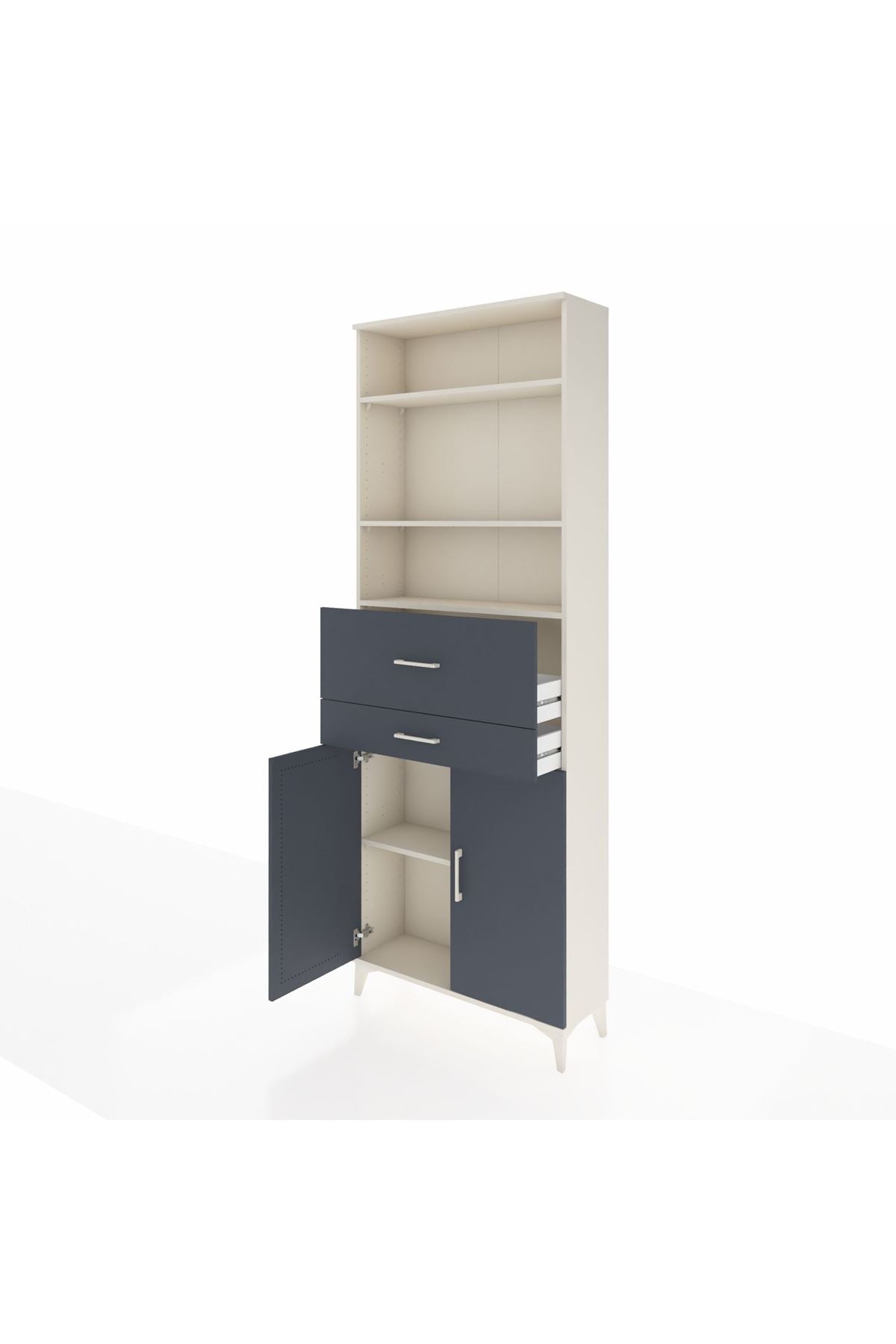 Arges Dolap 4 Raflı 2 Çekmeceli 2 Kapaklı 88x30x243 Aytaşı-Antrasit