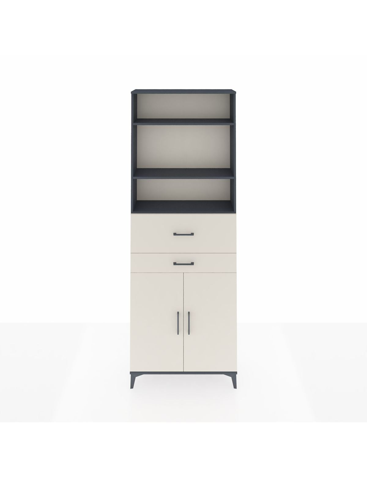 Arges Dolap 4 Raflı 2 Çekmeceli 2 Kapaklı 88x30x243 Antrasit-Aytaşı