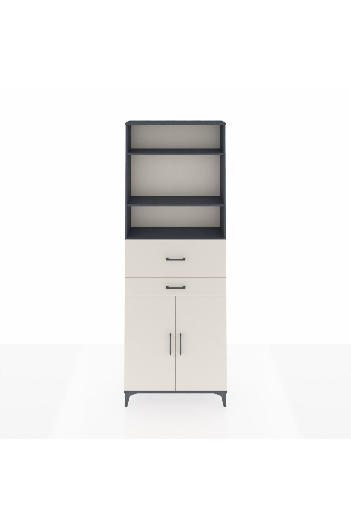Arges Dolap 4 Raflı 2 Çekmeceli 2 Kapaklı 88x30x243 Antrasit-Aytaşı