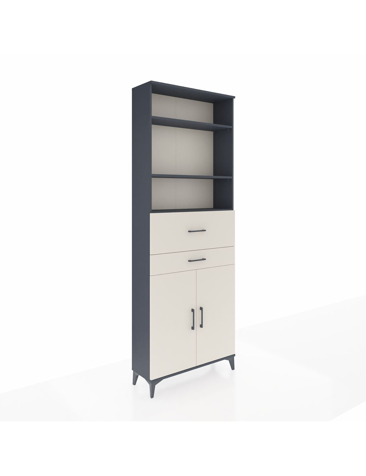 Arges Dolap 4 Raflı 2 Çekmeceli 2 Kapaklı 88x30x243 Antrasit-Aytaşı