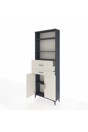 Arges Dolap 4 Raflı 2 Çekmeceli 2 Kapaklı 88x30x243 Antrasit-Aytaşı