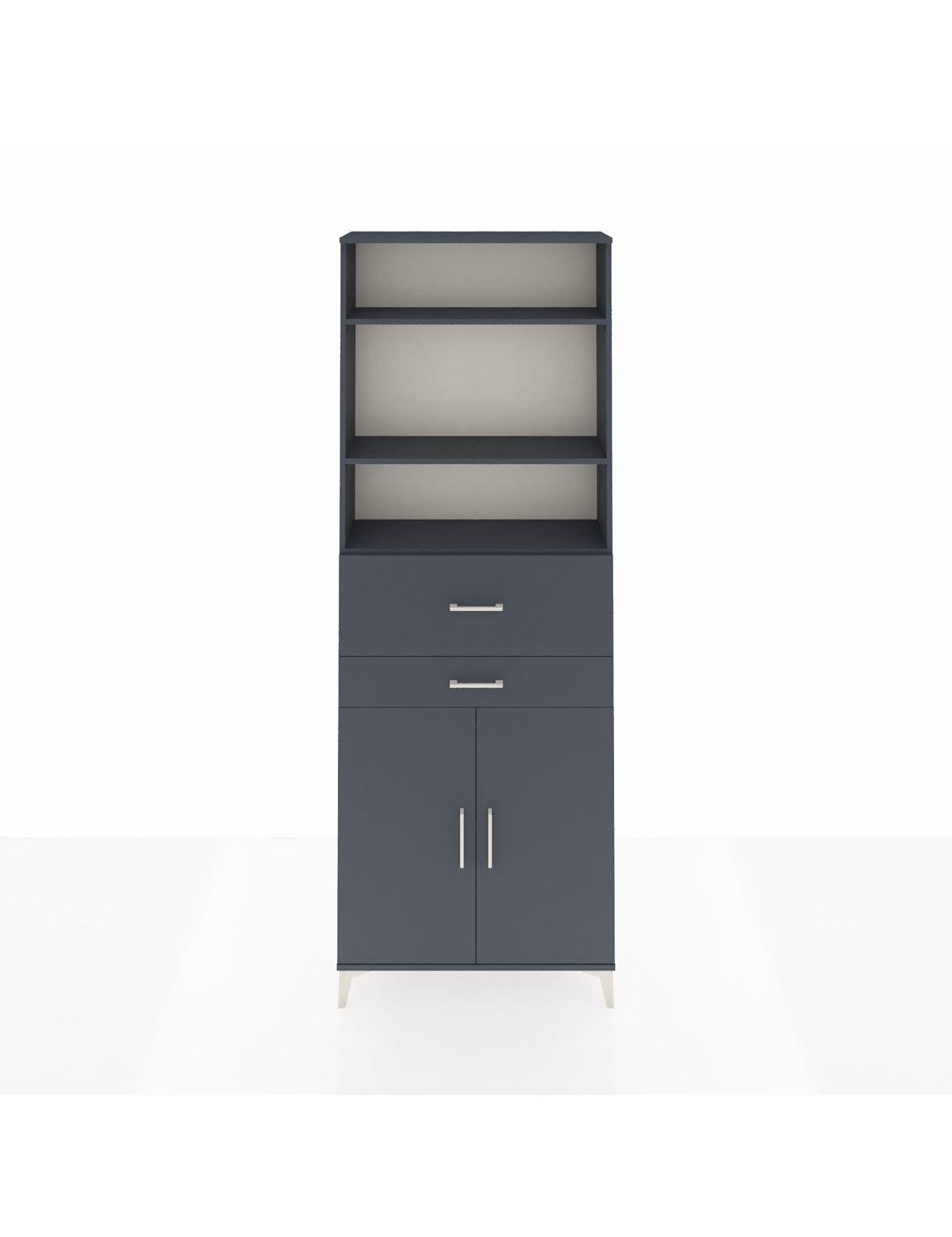 Arges Dolap 4 Raflı 2 Çekmeceli 2 Kapaklı 88x30x243 Antrasit-Antrasit